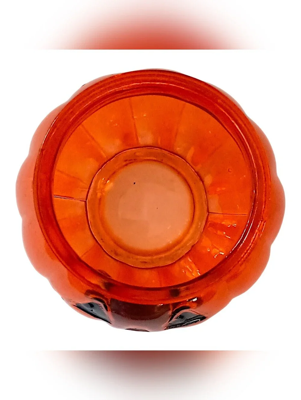 Mini Orange Glass Pumpkin Candle Holder Jack O Lantern Tealight Votive Halloween